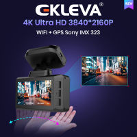 EKLEVA WiFi GPS Ultra HD 4K 3840*2160P 30FPS เครื่องบันทึกกล้อง DVR กล้องรถชน3นิ้ว Sony IMX ผู้ลงทะเบียน323ฟังก์ชั่นถ่ายภาพท่าทางการมองเห็นได้ในเวลากลางคืนสุดๆ