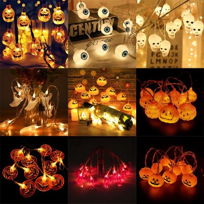 ►℗ 10LED Halloween LED String Lights 150CM Portable Pumpkin Ghost Skeletons Lights for Home Bar Halloween Party Decor Supplies 2022