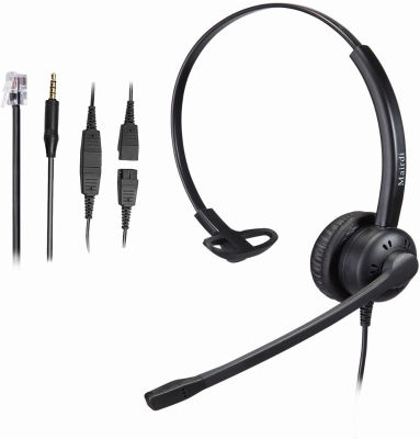 MAIRDI Phone Headset with Noise Canceling Microphone, Mono Call Center Office Headset with RJ9 Jack & 3.5mm Connector for Landline Deskphone Cell Phone PC Laptop, Work for Polycom Avaya Nortel Mono 609SP