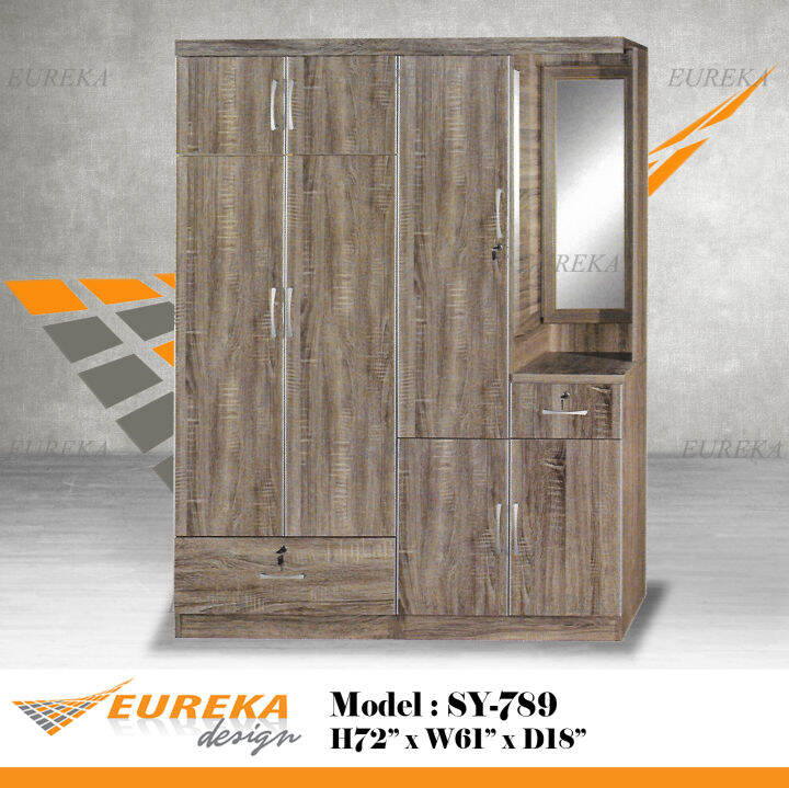 EUREKA 5ft 4 Door Wardrobe w/ Mirror (Deliver & Installation Within