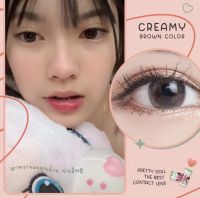 (COD) คอนแทคเลนส์ Contactlens แนวธรรมชาติ รุ่น Creamy สายตา+ปกติ Prettydoll 0.00 ถึง - 6.00 เลนส์นิ่มใส่สบายตา แถมตลับ