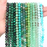 4/6/8/10 Natural Stone Beads Green Jades Agate Chalcedony Crystal Glass Gemstone Beads Jewelry Making DIY Handmade Bracelet 15‘’