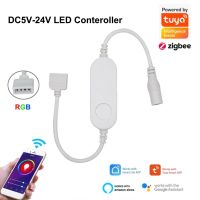 Tuya DC5V ซิกบี12V 24V 5050 Rb/rgbw/rgbcw/ct/dimmer Smart ตัวควบคุมแถบไฟ LED แอป/ การควบคุมด้วยเสียงสำหรับ Echo Plus/smartthings