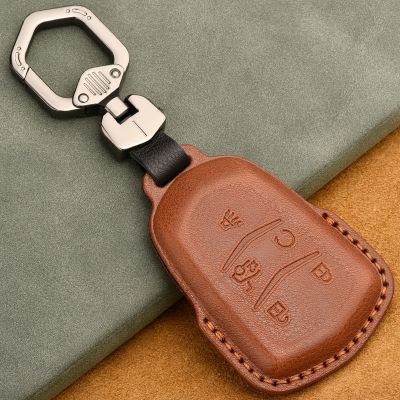 Smart Car Key Cover Case for Cadillac XT5 CT5 XT4 CT6 Keyring Shell Accssories Cowhide Leather