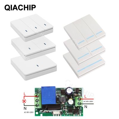 QIACHIP 433 Mhz Wireless RF Wall Panel Transmitter and AC 110V 220V 1 CH Remote Control Switch Relay Receiver Hall Bedroom Light
