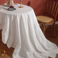 Corinada Hotel Wedding Festival White Pumpkin Color Cotton Tablecloth with Ruffles Birthday Party Diameter 180cm Large Round Table cloth