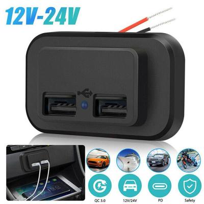 Dual USB Car Charger SOCKET USB Charger ADAPTER 4.8A 3.1A 12 V/24 V รถ USB Splitter Outlet Power Adapter สำหรับ Camper รถบรรทุกพิเศษ-kdddd