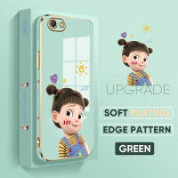 เคส PMP สำหรับ OPPO A59 Oppo F1S ฟรีสายคล้อง + การ์ตูนน่ารักแฮปปี้เกิร์ลขอบสี่เหลี่ยมปลอกชุบเคสโทรศัพท์สุดหรูชุบเคลือบเคสโทรศัพท์นิ่ม