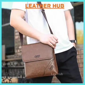 Malaysia Stock] Men's Leather Sling Bag Cross Body Multifunction Shoulder Beg  Lelaki Kulit