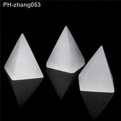 Natural stone White Selenite Pyramid Crystal Minerals energy Healing Gypsum Home Office Ornaments