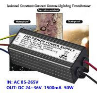 1500mA 50W LED Lamp Transformer 85-265V AC to DC24-36V Waterproof IP65 Aluminum Isolated Constant Current Driver Power Supply