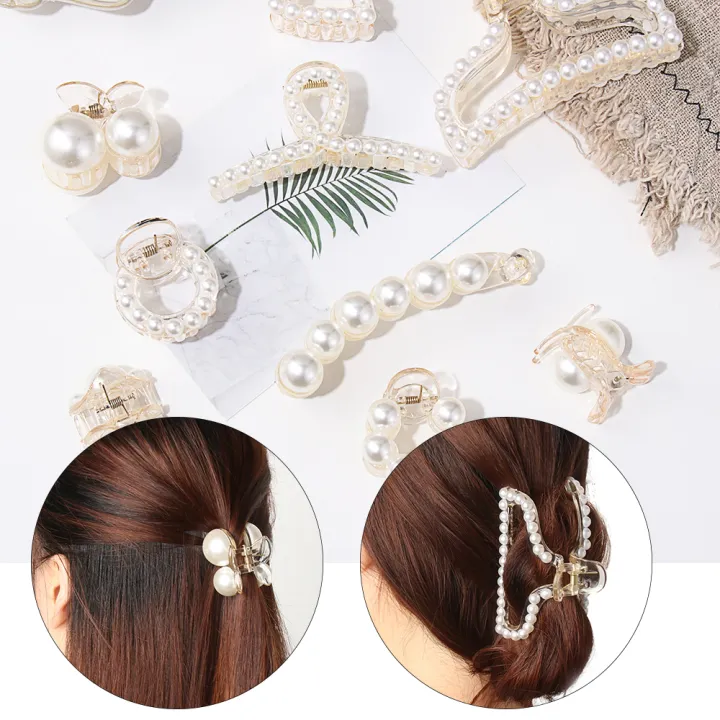 Elegant Pearl Hair Claws Women Hairpins Hair Crab Headwear Hairgrip Barrettes