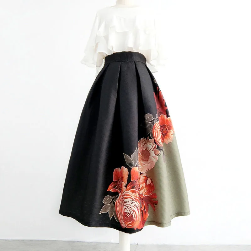 Chân váy xòe hoa hồng Dolce and Gabbana  size 42 NWT  Én shop hàng hiệu