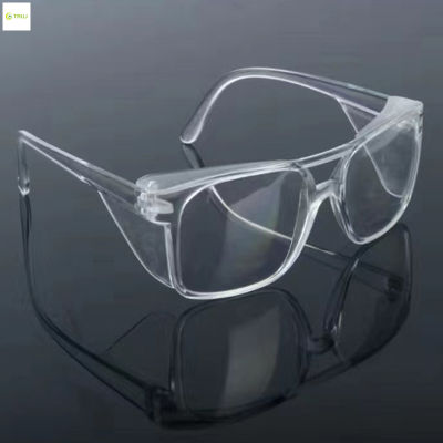 แว่นตานิรภัยสำหรับทุกเพศแว่นตาทำงานน้ำหนักเบาป้องกันฝุ่นทนต่อการขีดข่วนโครงสร้างในห้องปฏิบัติการ