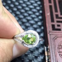 Natural olivine water drop ring 925 silver producer wholesale price concessions peridot