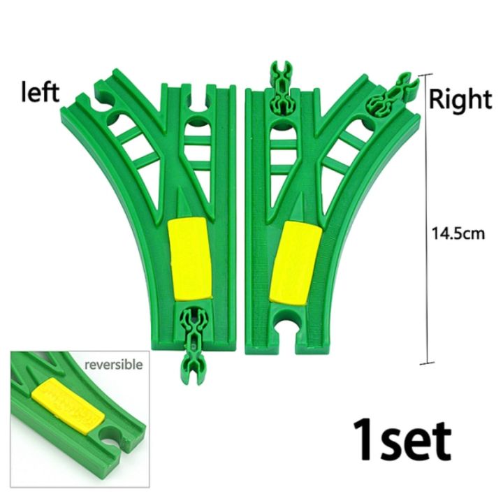 สี่แยกสองแฉกอุปกรณ์เสริมทางรถไฟทางรถไฟทำจากไม้ตัดแยกแทร็ก-forked-track-expansion-fit-brio-ของเล่นไม้