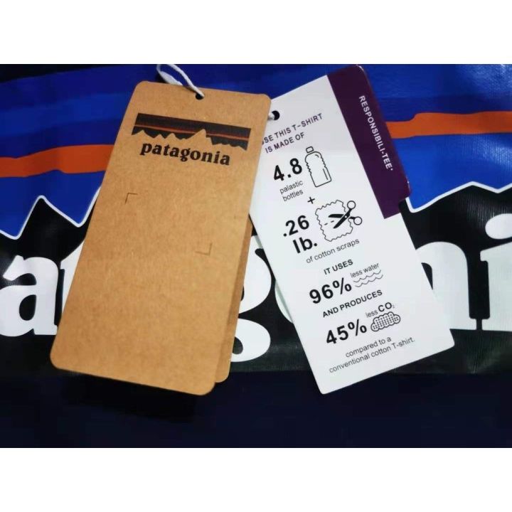patagonia-bata-เสื้อยืดแขนสั้นผ้าฝ้ายคอกลมพิมพ์ลายกีฬาผู้ชายเทรนด์ย้อนยุคญี่ปุ่น