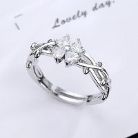 Four-leaf Clover Ring Fashion Proposal To Give Girlfriend A Gift Heart-shaped Flower Zircon Ring