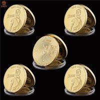 5Pcs/Lot King Of Pop Music Gold Coin Collectibles Michael Jackson Gold Plated Metal Commemorative Coin Collection For Souvenir