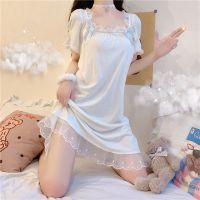 Sleepwear 2023 ฤดูร้อนใหม่ลูกไม้ลูกไม้สไตล์ฝรั่งเศส Sleepwear หวานศาลสไตล์บ้านเสื้อผ้า