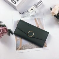 Wallet Womens Model Fashion Simple Buckle Two Fold Wallet Large-capacity Mobile Phone Bag Womens Wallet钱包女长款新款时尚简约搭扣二折皮夹大容量百搭手机包女钱夹卡包