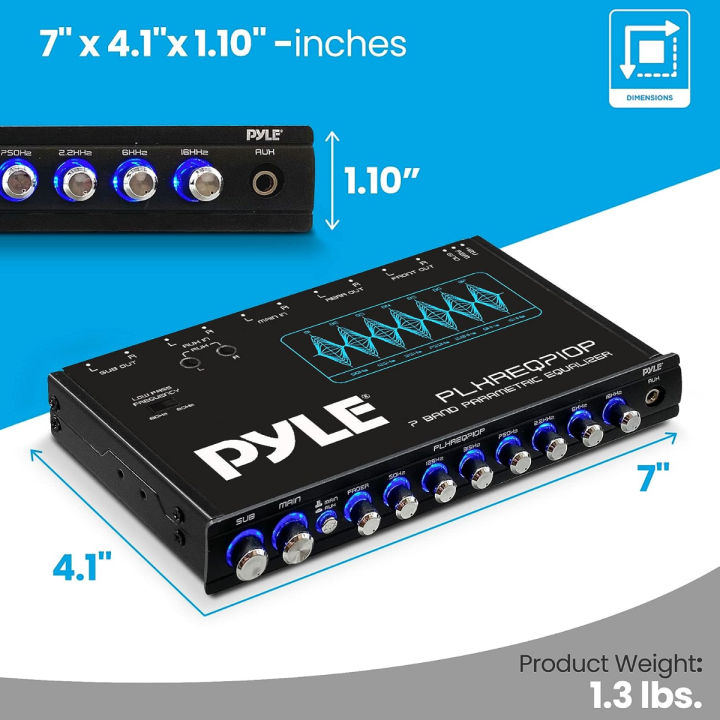 pyleusa-7-band-parametric-equalizer-7-volt-rms-pre-amp-output-with-subwoofer-gain-control-and-3-input-sources-selectable-blue-light-illumination