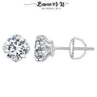 {Han Ornamoer} Bamoer U 0.5/1CT D ต่างหู VVS1ต่างหูเม็ดกลมเพชรโมอิส S925แพลทินัมต่างหูชุบเคลือบแล็บเพชรวาเลนไทน์