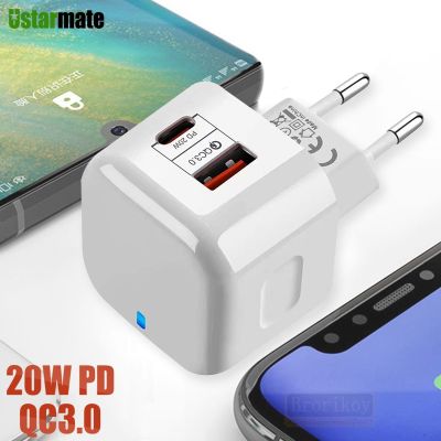 【Hot】20W PD Charger สำหรับ iPhone 12 iPad QC 3.0 USB Charger สำหรับ Samsung Huawei Xiaomi Fast Charging Wall Charger Type C US UK EU Plug