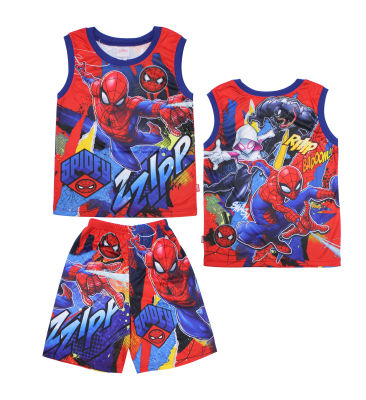 เฺสื้อผ้าเด็กลายการ์ตูนลิขสิทธิ์แท้เด็กผู้ชาย/ผู้หญิงชุดเที่ยว ชุดแขนกุด สไปเดอร์แมน ชุดแฟชั่น SPIDER-MAN เสื้อเด็กผ้ามัน Avengers DMS243-17 BestShirt
