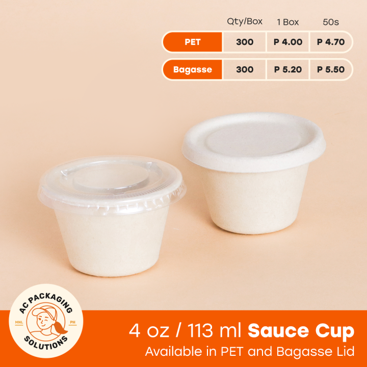 Sugarcane Sauce Cups and Lids (2oz 60ml, 4oz 120ml) - Biobright