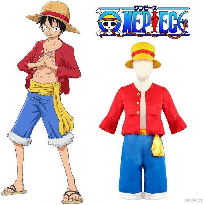 AM KIDS One Piece - Monkey D Luffy Anime Cosplay Costume Set Top Pants ...