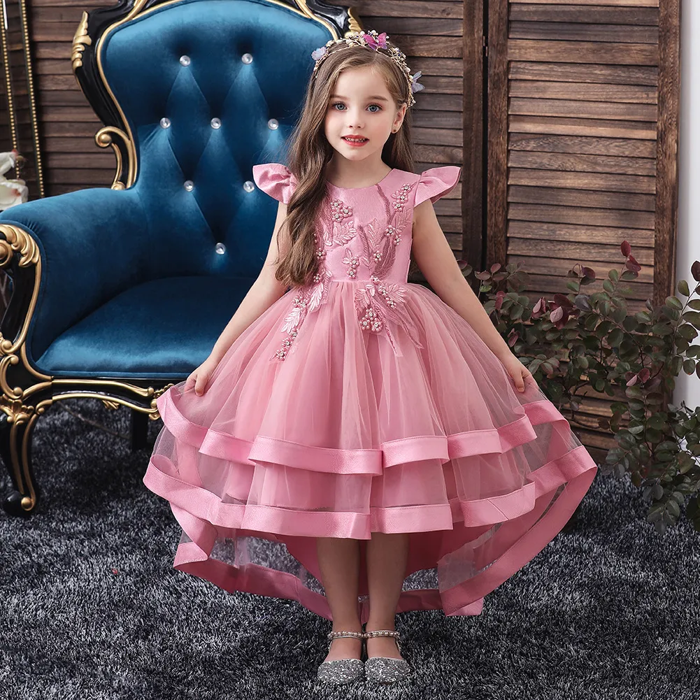 LZH children's dress new children's dress princess dress girl trailing  runway wedding dress evening heavy embroidery dress summer dress dress |  Lazada PH