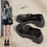 2023High quality new style Loafers womens 2023 new summer and autumn black high-heeled thick-soled all-match small leather shoes British slip-on single shoes explosion