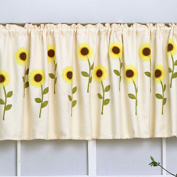 Ready Stock Short Kitchen Curtain Blinds Embroidered Sunflower Heavy