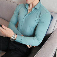 Plus ขนาด4XL-M ความยืดหยุ่นสูง Drape เสื้อผู้ชายเสื้อผ้าคุณภาพสูง Slim Fit Casual Luxury Camisas De Hombre ธุรกิจ Formal