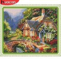 【CC】 HUACAN Cotton Thread Painting Needlework  Kits 14CT Embroidery Scenery Decoration