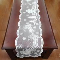 [HOT ZEXKLIOALQAQ 529] ต้นคริสต์มาส Snowman Santa Table Runner ลูกไม้สีขาว Snowflake Table Cover สำหรับ Home Tablecloth วันเกิดงานแต่งงาน Xmas Party Decor