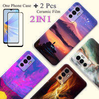 2 IN 1สำหรับ VIVO V23E S10E Y75 4G เคสซิลิโคนเนื้อนิ่ม TPU เคสพร้อมปกป้องหน้าจอเซรามิกโค้ง