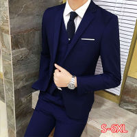 3PcsSet Luxury Plus Size Men Suit Set Formal Blazer +Vest +Pants Suits Sets Oversize For Mens Wedding Office Business Suit Set