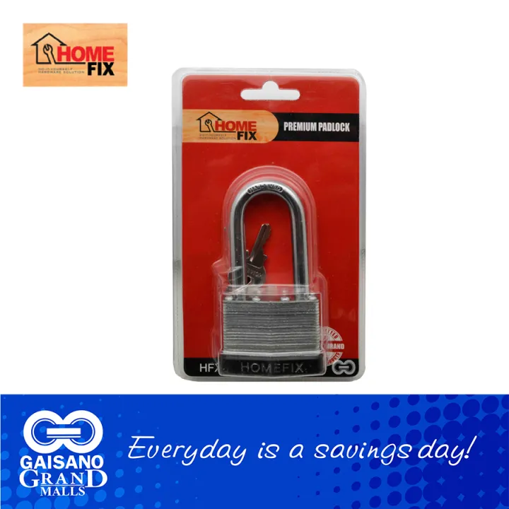 HOME FIX Padlock, 50mm Premium Laminated Long Shackle Padlock 469