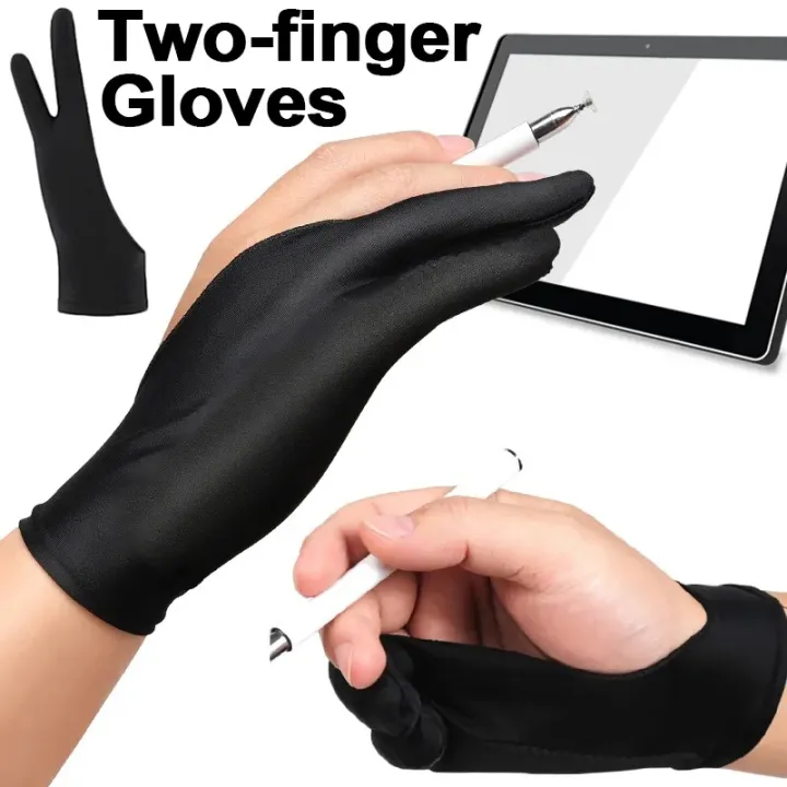 1-4pcs Drawing Glove Anti-touch Two-Fingers Gloves for IPad Graphics Drawing  Tablet Sketch Artist