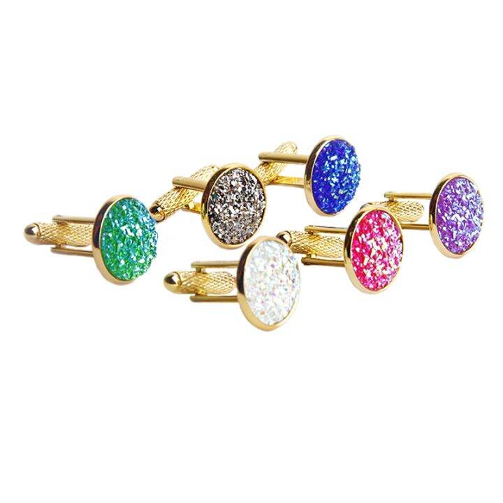 simple-luxury-colorful-drusy-stone-cufflinks-for-men-women-round-rhinestone-cuff-links-novelty-shirt-sleeve-buttons-accessories