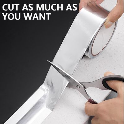 High Temperature Resistance Waterproof Tape Silver Fireproof Foil Trap Self-adhesive Kitchen Plumbing Aluminum Foil Pipe Shield Adhesives  Tape