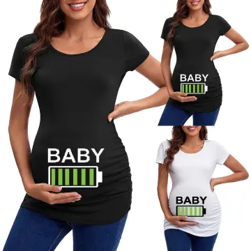 Promoted to Big Sister Maternity Shirts Short Sleeve Women's Maternity Tops Funny Pregnancy Ruched Sides Casual Shirt