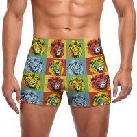 Lion Swimming Trunks Memes Style Pool Fashion Swim Shorts Elastic Plus Size Men Swimsuit Swimwear