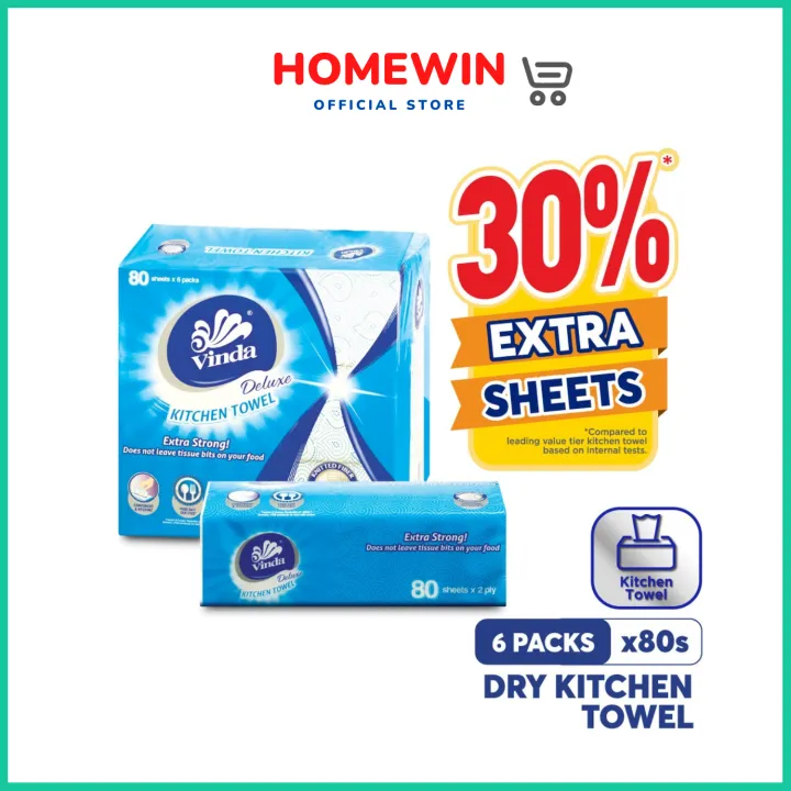 Vinda Deluxe Soft Pack Kitchen Towel (6 x 80's) Lazada