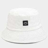 หมวกแก๊ป Topi Bucket ผ้าฝ้ายใบหน้ายิ้มหมวกสีลูกอมปักลายหมวกสตรีบ๊อบเดินป่ากลางแจ้งหมวกแก๊ปใส่ตกปลาเด็กผู้หญิงหมวกปานามาสำหรับไปทะเลการ์ตูน