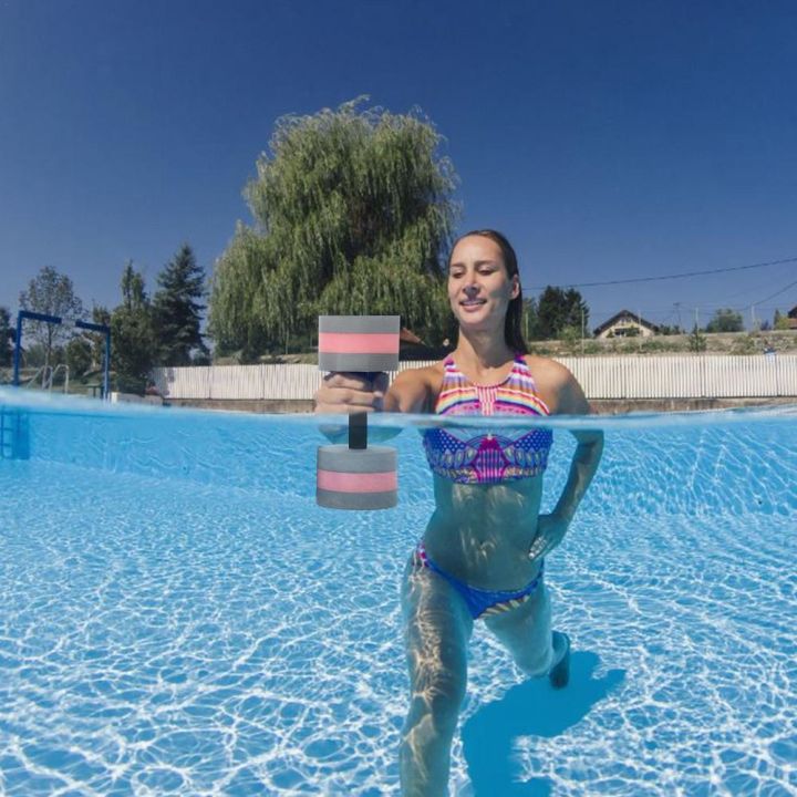 2pcs-eva-water-foam-floating-dumbbell-swimming-pool-water-weight-aerobics-automatic-float-aquatic-barbell-swim-fitness-dumbbell