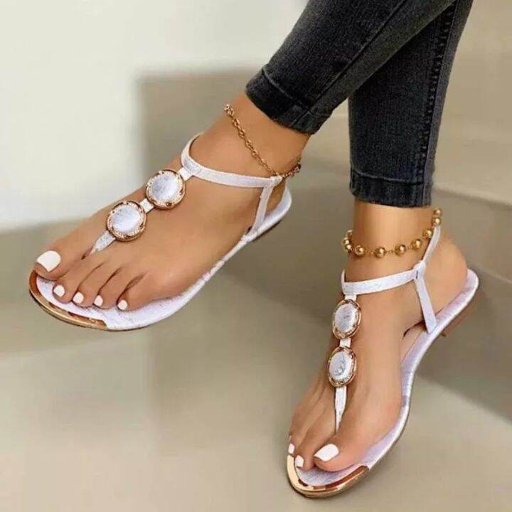 ขายดีที่สุด-ioztt2023-2023-new-sandals-fashion-beach-outdoor-flip-flop-metal-decoration-ladies-flat-shoes-big-size-35-43