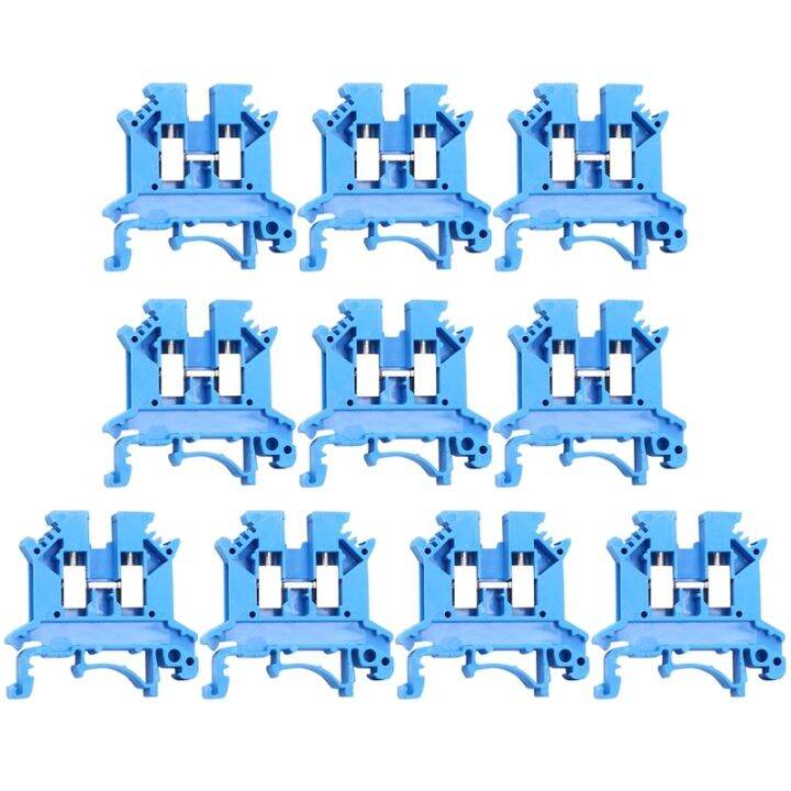 Power Distribution Terminal Blocks 10 Gang Blue DIN Rail Dinkle 12AWG 20A 600V E